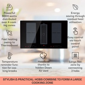 Klarstein Full House Down Air System, индукционна печка + аспиратор, 477 м³/ч, клас на енергийна ефективност A