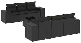 3254642 vidaXL Градински комплект диван с възглавници 7 части черен полиратан