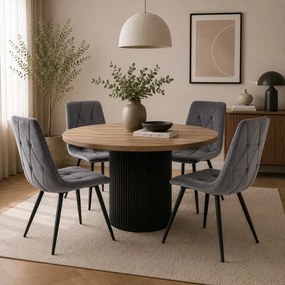 AMELI VELVET, тапициран стол за трапезария с метални крака Сив
