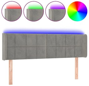 3123284 vidaXL LED горна табла за легло, светлосива, 147x16x78/88 см, кадифе