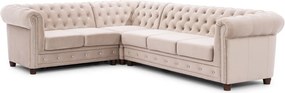 Бежов кадифен разтегателен ъглов диван (ляв ъгъл L форма) York Blik – Ropez