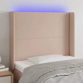 3123851 vidaXL LED горна табла за легло, капучино, 93x16x118/128 см