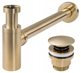 REA-A8586 - Сифон за мивка с CLICK-CLACK изпускател, шлифовано златно покритие