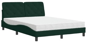 3208661 vidaXL Легло с матрак, тъмнозелено, 140x200 см, кадифе