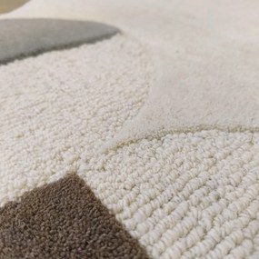 Сиво-бежов ръчно изработен вълнен килим 160x230 cm Mia Scallop Frame – Flair Rugs