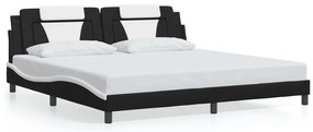 3208122 vidaXL Рамка за легло Viana без матрак, черна, бяла, 200x200см, изкуствена кожа