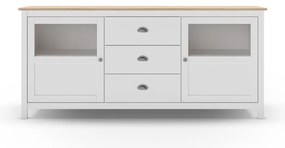 Бял нисък скрин от масивен бор 180x80 cm Misti – Marckeric