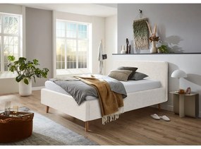 Бяло тапицирано двойно легло с място за съхранение с решетка 140x200 cm Mattis - Meise Möbel