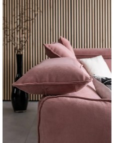 Светлорозов кадифен ъглов разтегателен диван (десен ъгъл) Sweet Harmony - Miuform