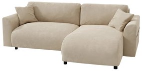 Бежов кадифен ъглов диван (променлив) Lorine – Ropez