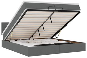 3312251 vidaXL Османска легло с матрак и LED, тъмносиво, 200x200 см, плат
