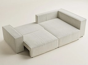 Кремав шенилов сгъваем/с място за съхранение ъглов диван (десен ъгъл/L форма) Tonga – Maison de Rêve