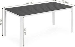 Голяма градинска маса в сиво с бели крака