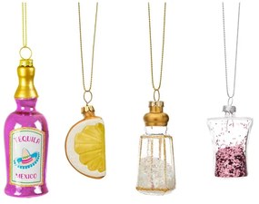 Стъклени ръчно изработени коледни украси в комплект от 4 бр. 9,5 cm Tequila – Sass &amp; Belle