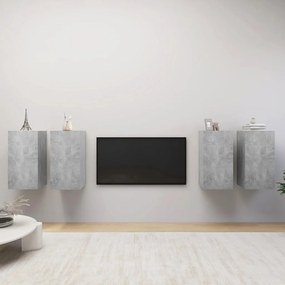 3079160 vidaXL ТВ шкафове, 4 бр, бетонно сиви, 30,5x30x60 см, инженерно дърво