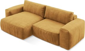 Шенилов сгъваем ъглов диван в цвят горчица (ляв ъгъл) Kuki – Makamii