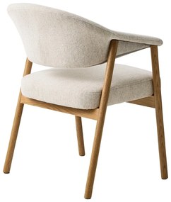 Кремави трапезни столове в комплект с подлакътници 2 бр. от масивен дъб Elk – Unique Furniture