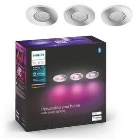 Philips-К-кт 3 бр. LED RGB димируеми лунички за баня Hue 1xGU10/5,7W/230V IP44