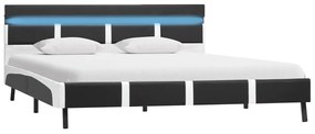 280308 vidaXL Рамка за легло с LED, сива, изкуствена кожа, 120x200 cм