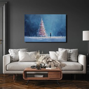 Картина на платно – Коледно дърво и самотен пътник