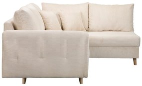 Кремав ъглов диван от велур (десен ъгъл) Ariella - Ropez