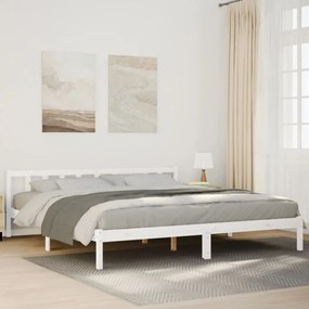 852453 vidaXL Рамка за легло без матрак, бял, 180x220 см, борово дърво масив