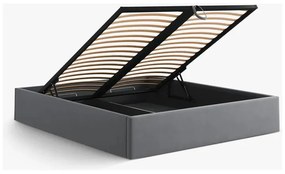 Сиво двойно легло 200x200 cm тапицирано с място за съхранение/без табла с включена подматрачна рамка Susan – Micadoni