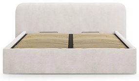 Бяло двойно тапицирано легло с място за съхранение с включена подматрачна рамка 200x200 cm Elizabeth – Micadoni