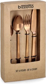 Прибори за хранене 16 бр. от неръждаема стомана в меден цвят за 4 души Hestia – Bizzotto