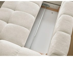 Бял шенилов сгъваем/с място за съхранение ъглов диван (ляв ъгъл/L форма) Everest – Bobochic Paris