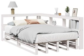 3324518 vidaXL Легло с етажерка за книги, без матрак, 120x190 см, бор масив