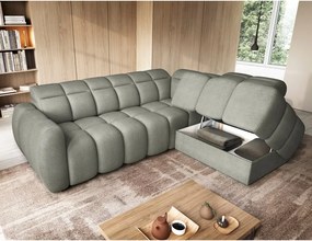 Сиво-зелен разтегателен ъглов диван с място за съхранение от букле (десен ъгъл L форма) Falconn – ELTAP