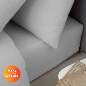 Сив еластичен фланелен чаршаф 150x200 cm Brushed – Catherine Lansfield