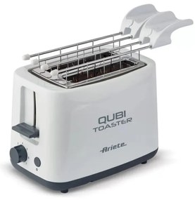 Тостер за хляб Ariete QUBI 0157/00, 760W, 2 филии, Бутон стоп, 7 степени, Подвижна тава за трохи, Бял