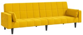 375851 vidaXL 2-местно разтегателно канапе с две възглавници, жълто, кадифе