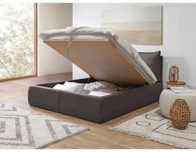 Тъмносиво двойно тапицирано легло с място за съхранение с включена подматрачна рамка 180x200 cm Garance – Bobochic Paris