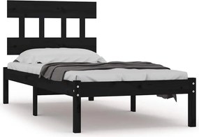 3104702 vidaXL Рамка за легло черна масивно дърво 75x190 см Small Single