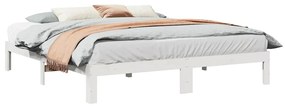 859218 vidaXL Рамка за легло без матрак, бял, 160x200 см, бор масив