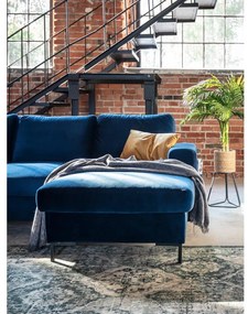 Морскосиньо кадифено ъглов диван, десен ъгъл Lofty Lilly - Miuform