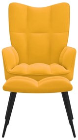 Релаксиращ стол с табуретка Lowry, горчица жълто, кадифе