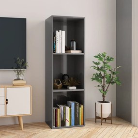 800143 vidaXL Библиотека/ТВ шкаф, сив гланц, 36x30x114 см, инженерно дърво