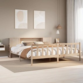 3321665 vidaXL Легло с етажерка за книги, без матрак, 200x200 см, бор масив