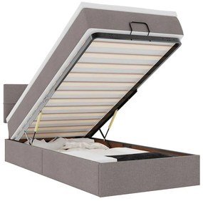 3312267 vidaXL Османска легло с матрак и LED, таупе, 80x200 см, плат