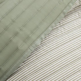 Зелено капитонирано покривало за легло 220x230 cm Stripe – Catherine Lansfield