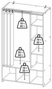 Бяло-сив гардероб 105x180 cm Kit - Tvilum