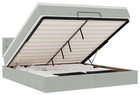 3312776 vidaXL Османска легло с матрак и LED, светлосиво, 160x200 см, кадифе
