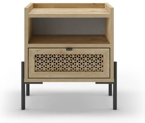 Нощно шкафче в дъбов декор с рафтове в естествен цвят Inca - Marckeric