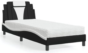 3208766 vidaXL Легло Viana без матрак, черно и бяло, 90x190 см, изкуствена кожа