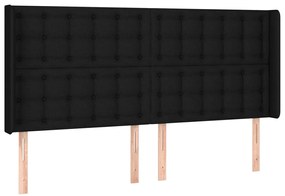 3120030 vidaXL Горна табла за легло с уши, черна, 183x16x118/128 см, плат