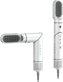 Уред за сушене и стилизиране на коса AENO HS1 AHS0001, 1200W, 4 скорости, 4 нива, 7 приставки, Йонизиране, Бял